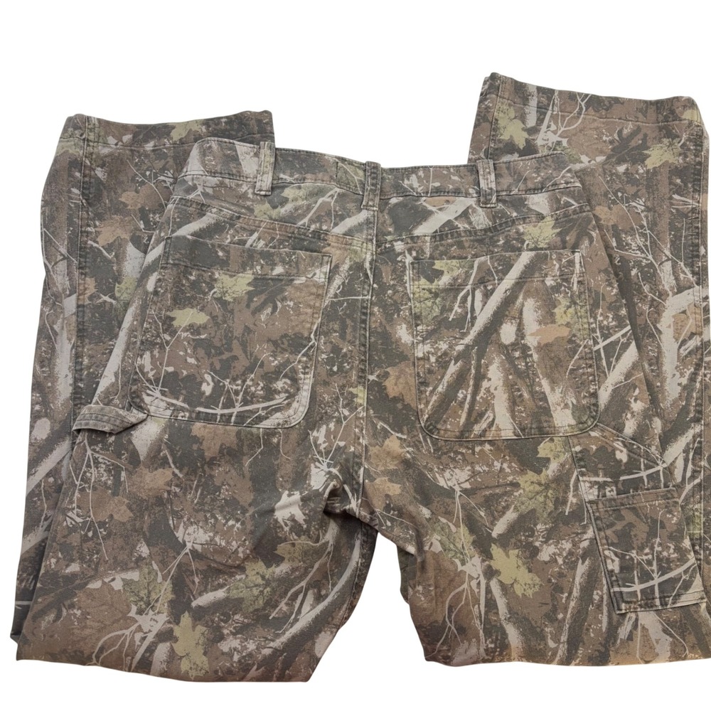 Abercrombie & Fitch Mens Baggy Carpenter Pants Camo Canvas 31x32 Woodland Camo